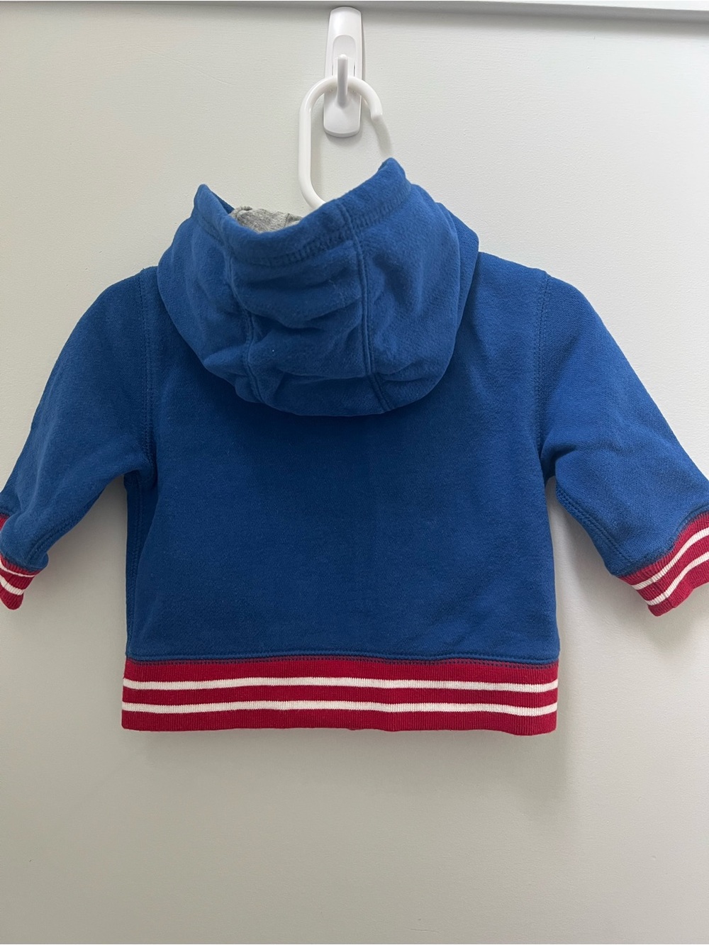 Roots Toddler Soft Blue Zip Hoodie with Red-Striped Trim - Picture 5 of 9